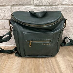 Fawn Design Forest Green Leather Backpack with Gold Accents